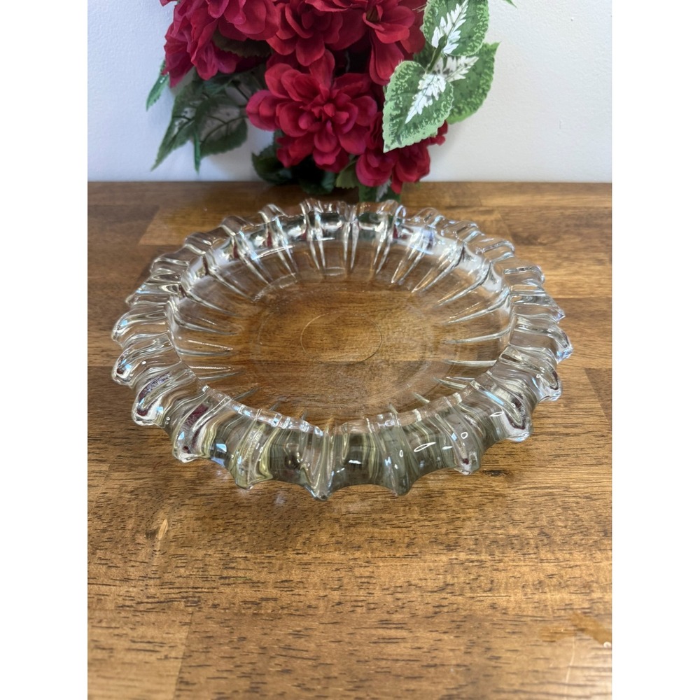 Fostoria American Heavy‎ Crystal Ashtray – Large Ruffled Edge Vintage Glass